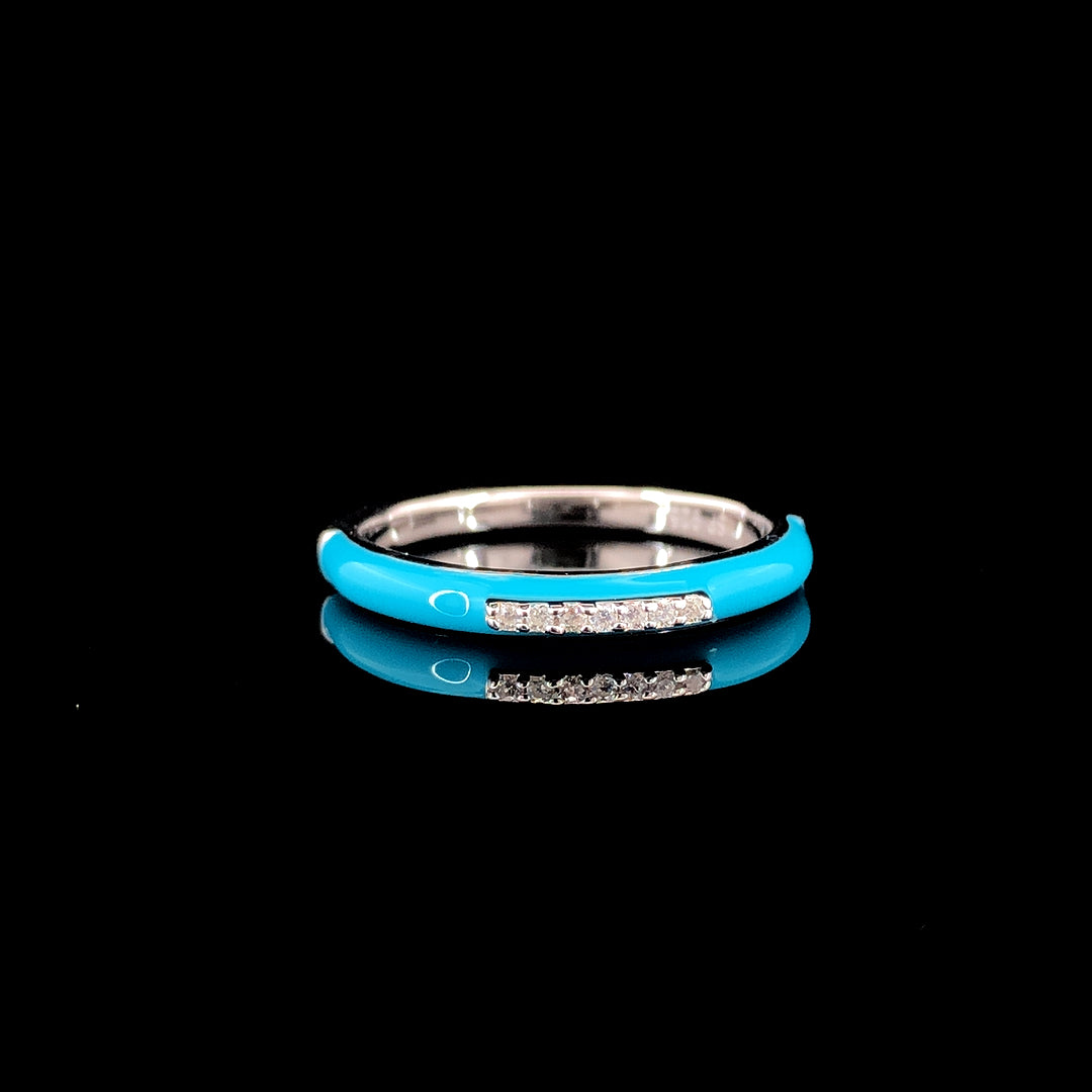 Zylver Enameled Ring with Crystal Accents for Women - Sterling Silver Collection