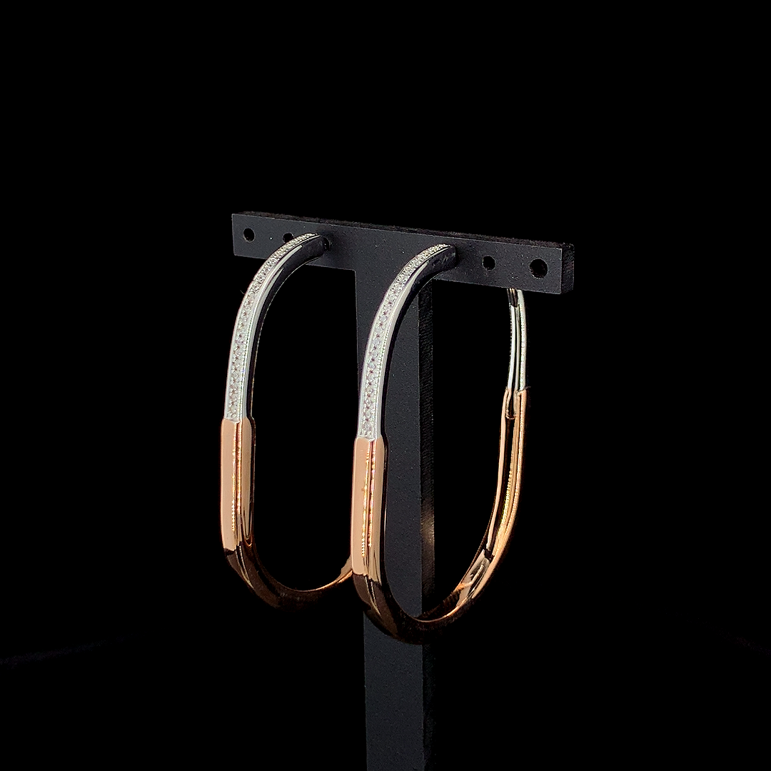 Zylver Two-Tone Hoop Earrings with Zircon Accents for Women - Sterling Silver Collection