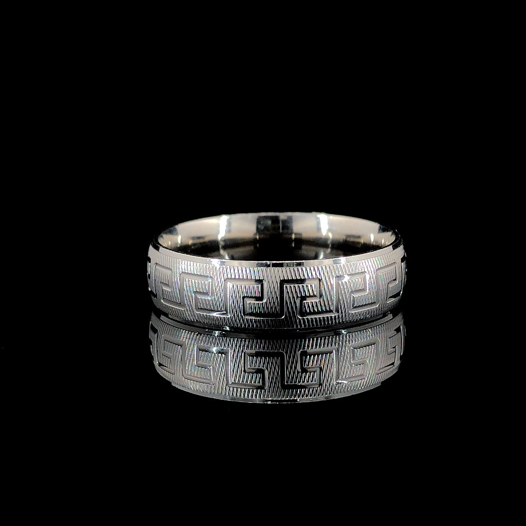 Zylver Greek Key Pattern Ring for Men - Sterling Silver Collection