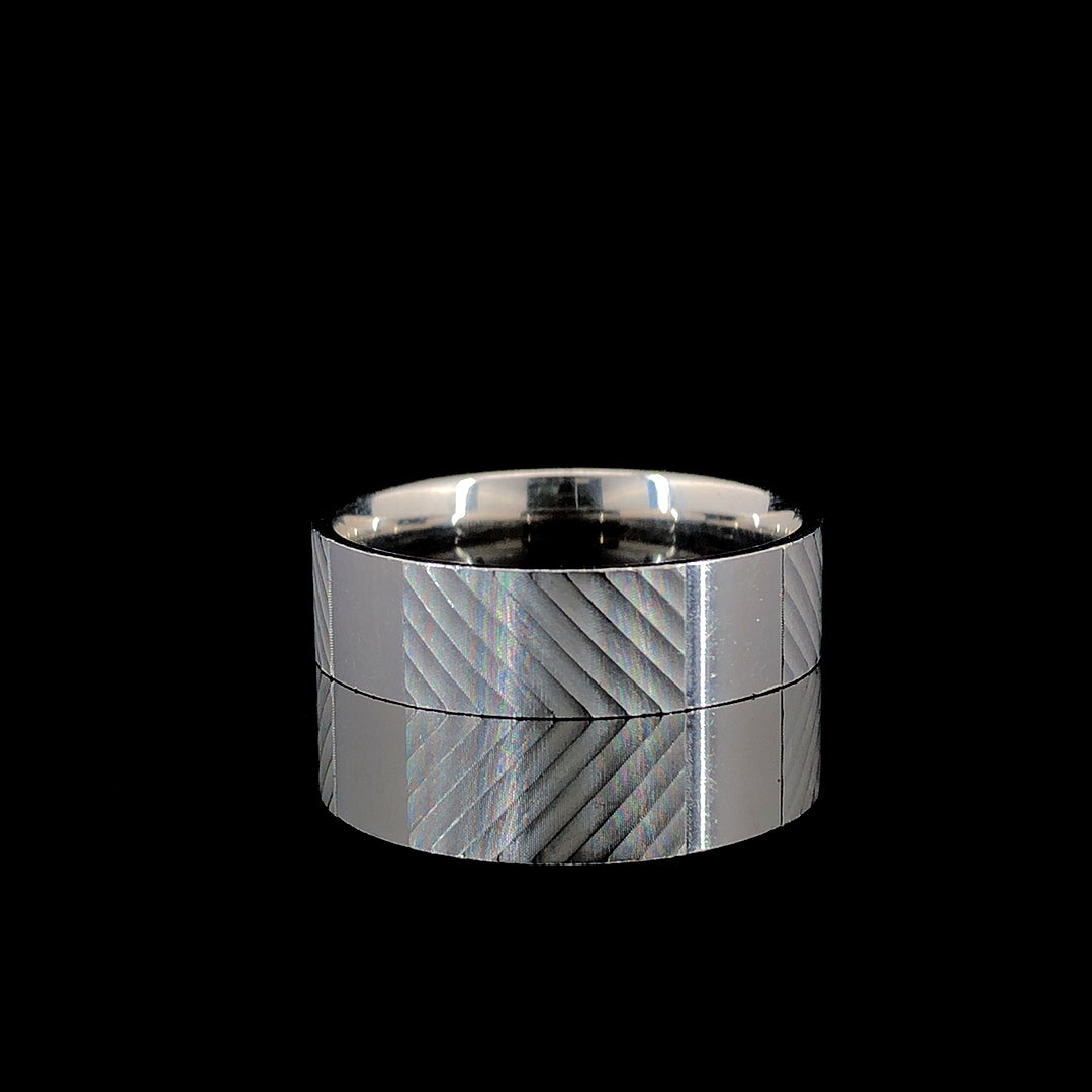 Zylver Diagonal Engraved Band Ring for Men - Sterling Silver Collection