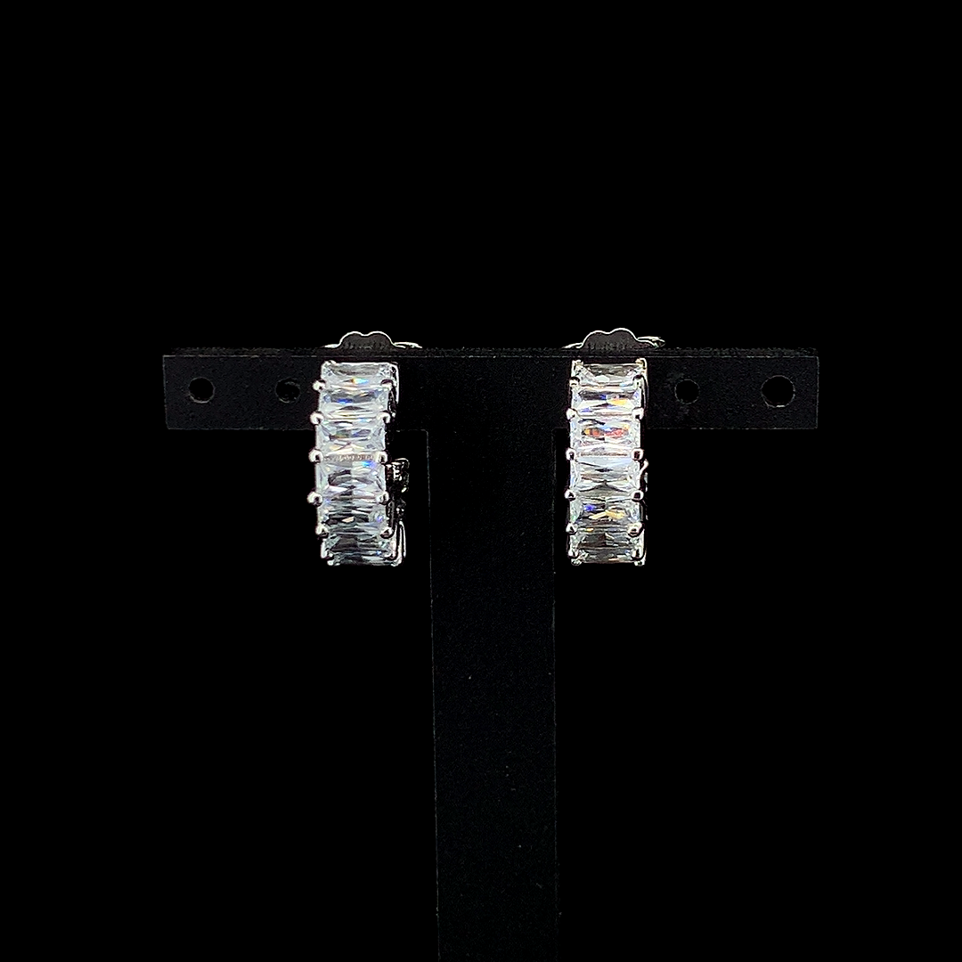 Zylver Baguette Hoop Earrings for Women - Sterling Silver Collection