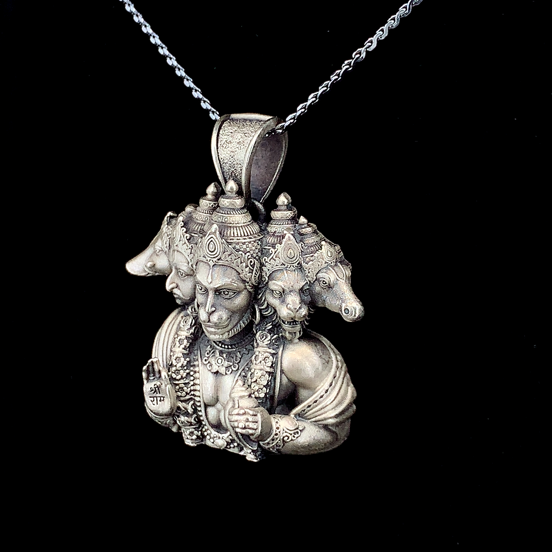 Zylver Panchmukhi Hanuman Pendant for Men - Sterling Silver Collection