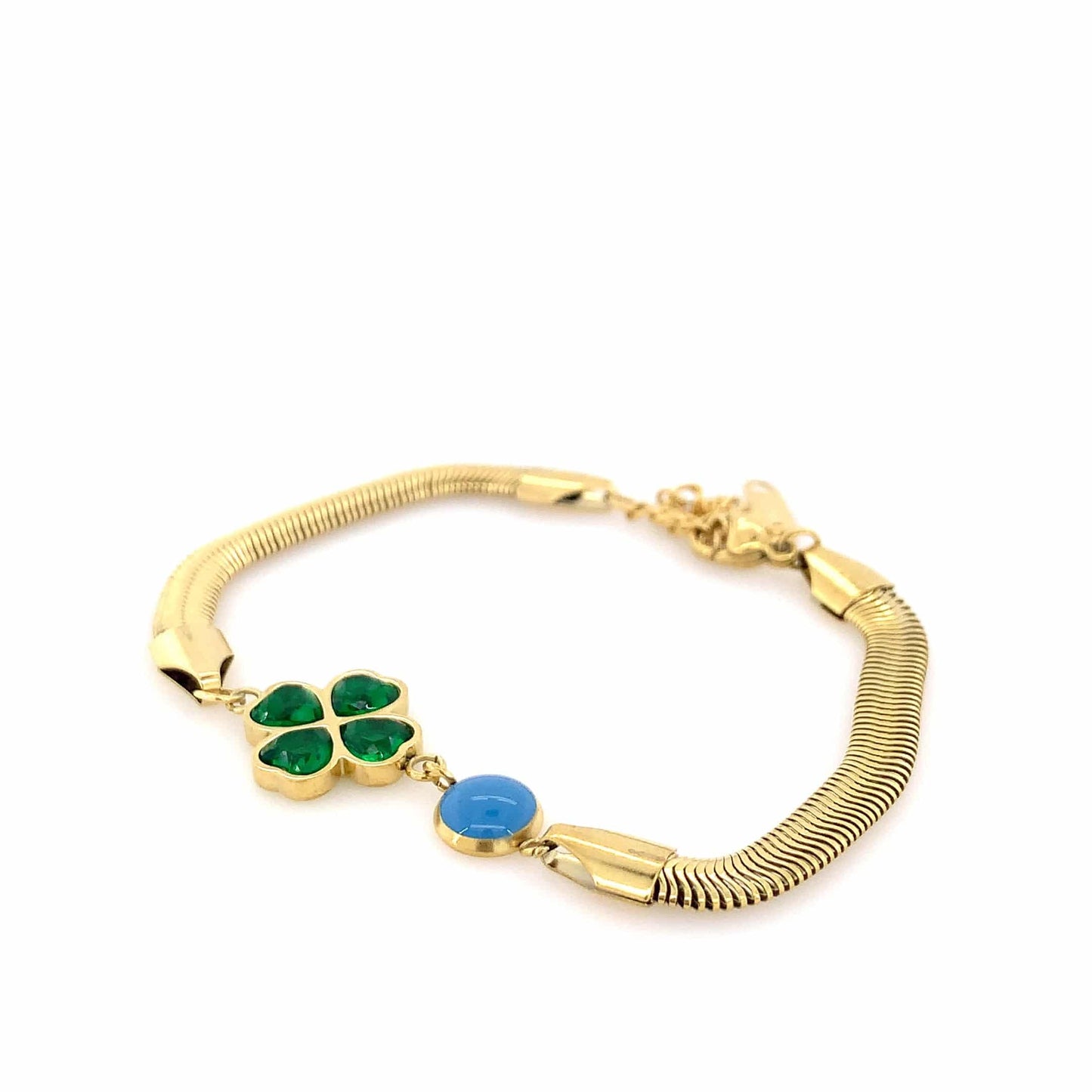 Zylver Clover Charm Bracelet with Enamel Accents for Women - Demi-Fine Collection