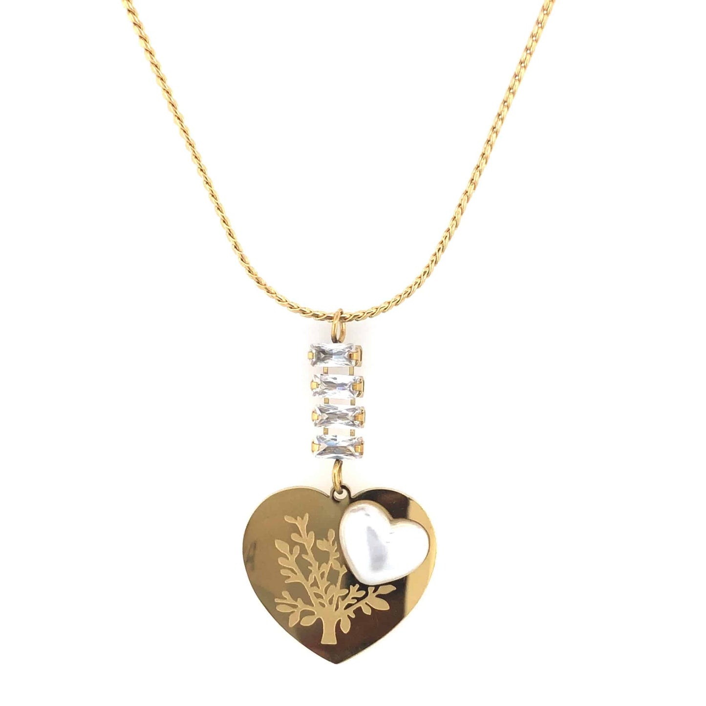 Zylver Double Heart Pendant Necklace with Crystal Accents for Women - Demi-Fine Collection