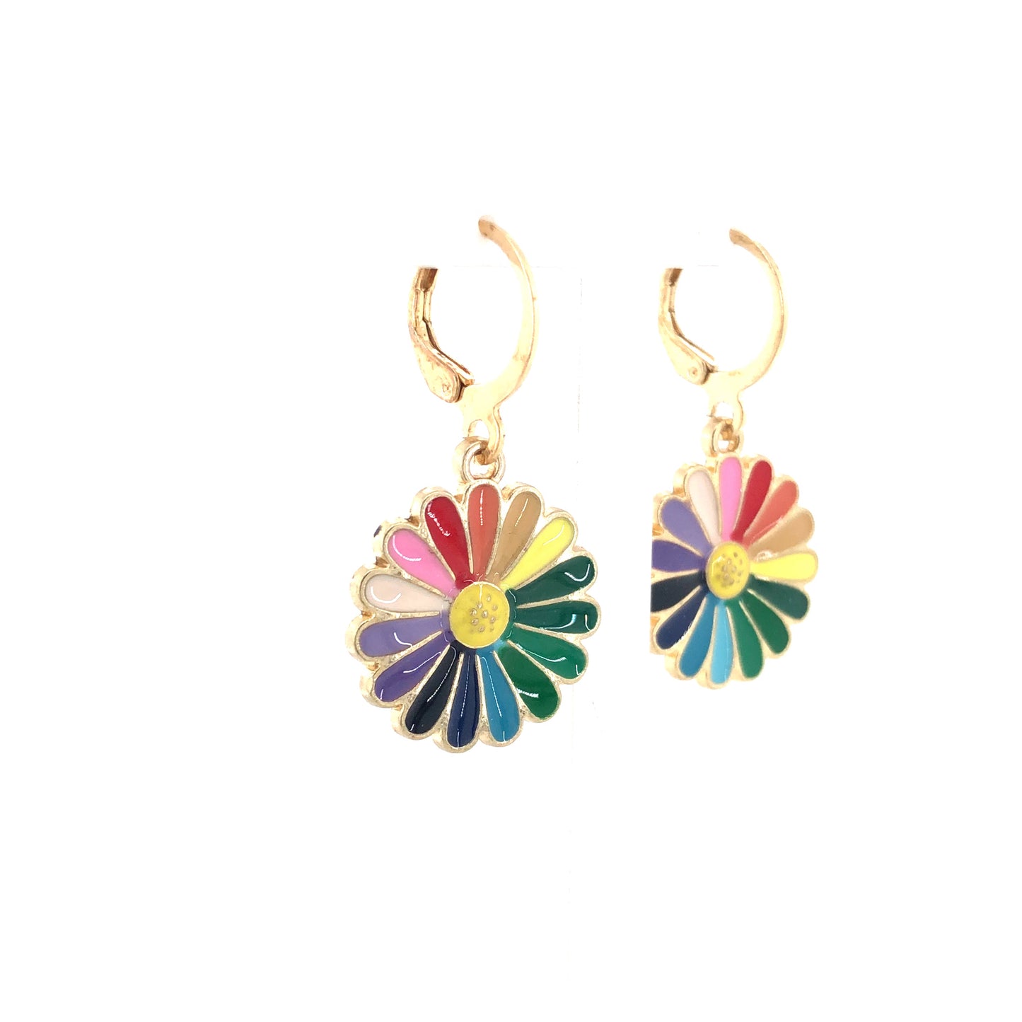 Zylver Rainbow Daisy Hoop Earrings for Women - Brass Monkey Collection