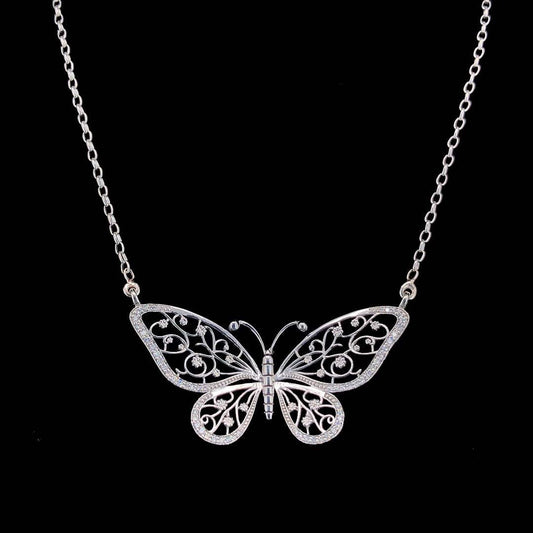 925 Sterling Silver Minimalist Butterfly Pendant with Moissanite | Designer Jewelry | ZYLVER - ZYLVER.IN