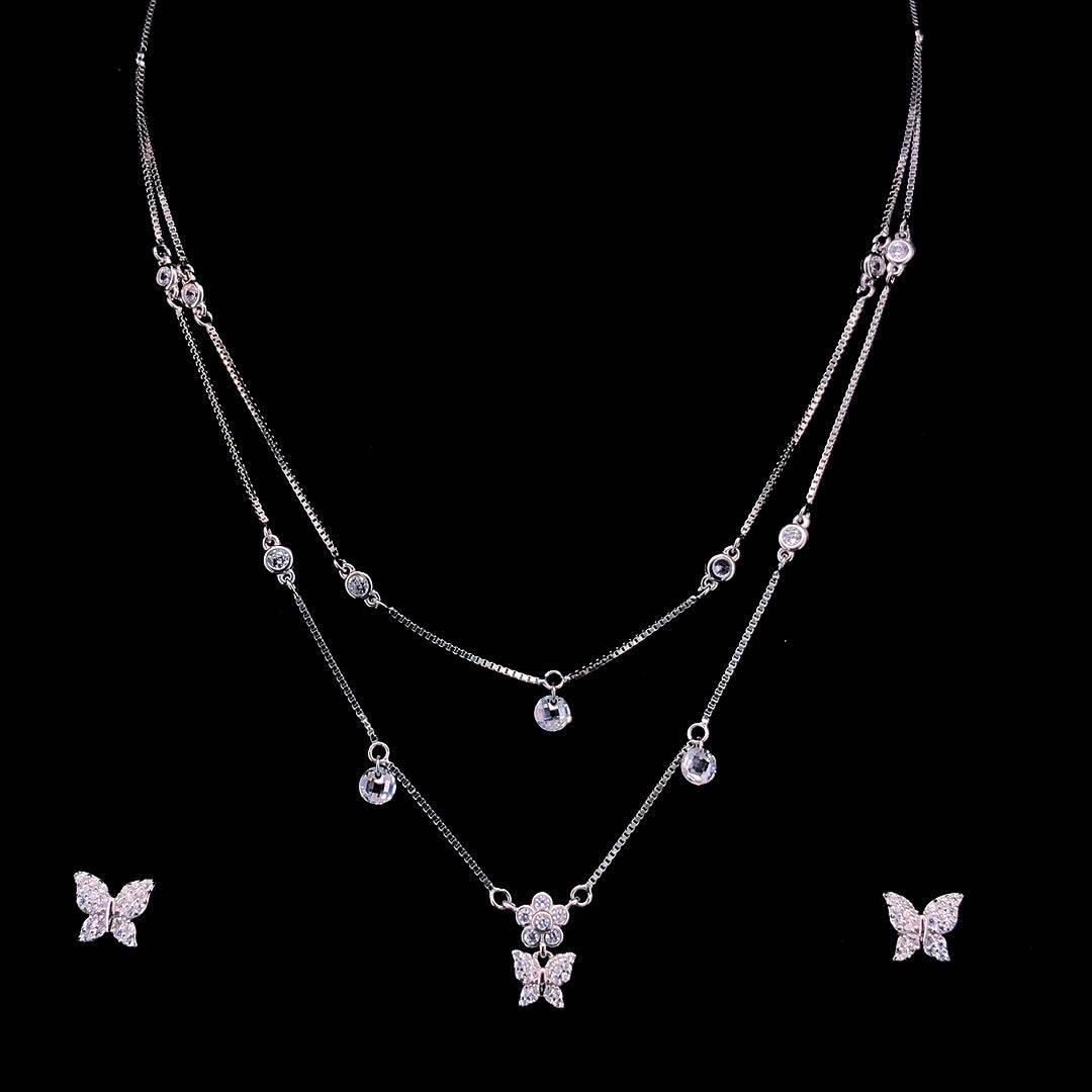 Sterling Silver Butterfly Necklace Set | Pure Silver Jewellery Sets | ZYLVER - ZYLVER.IN #