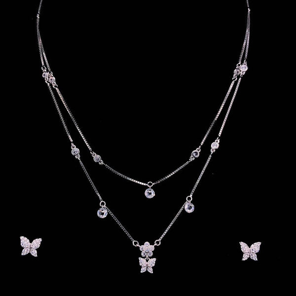 Sterling Silver Butterfly Necklace Set | Pure Silver Jewellery Sets | ZYLVER - ZYLVER.IN #