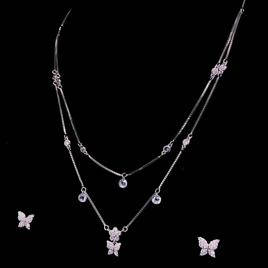 Sterling Silver Butterfly Necklace Set | Pure Silver Jewellery Sets | ZYLVER - ZYLVER.IN #