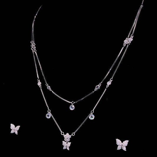 Sterling Silver Butterfly Necklace Set | Pure Silver Jewellery Sets | ZYLVER - ZYLVER.IN #