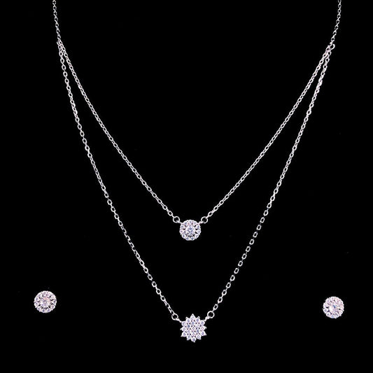 Sterling Silver Starburst Layered Necklace Set | Pure Silver Jewellery Sets | ZYLVER - ZYLVER.IN #