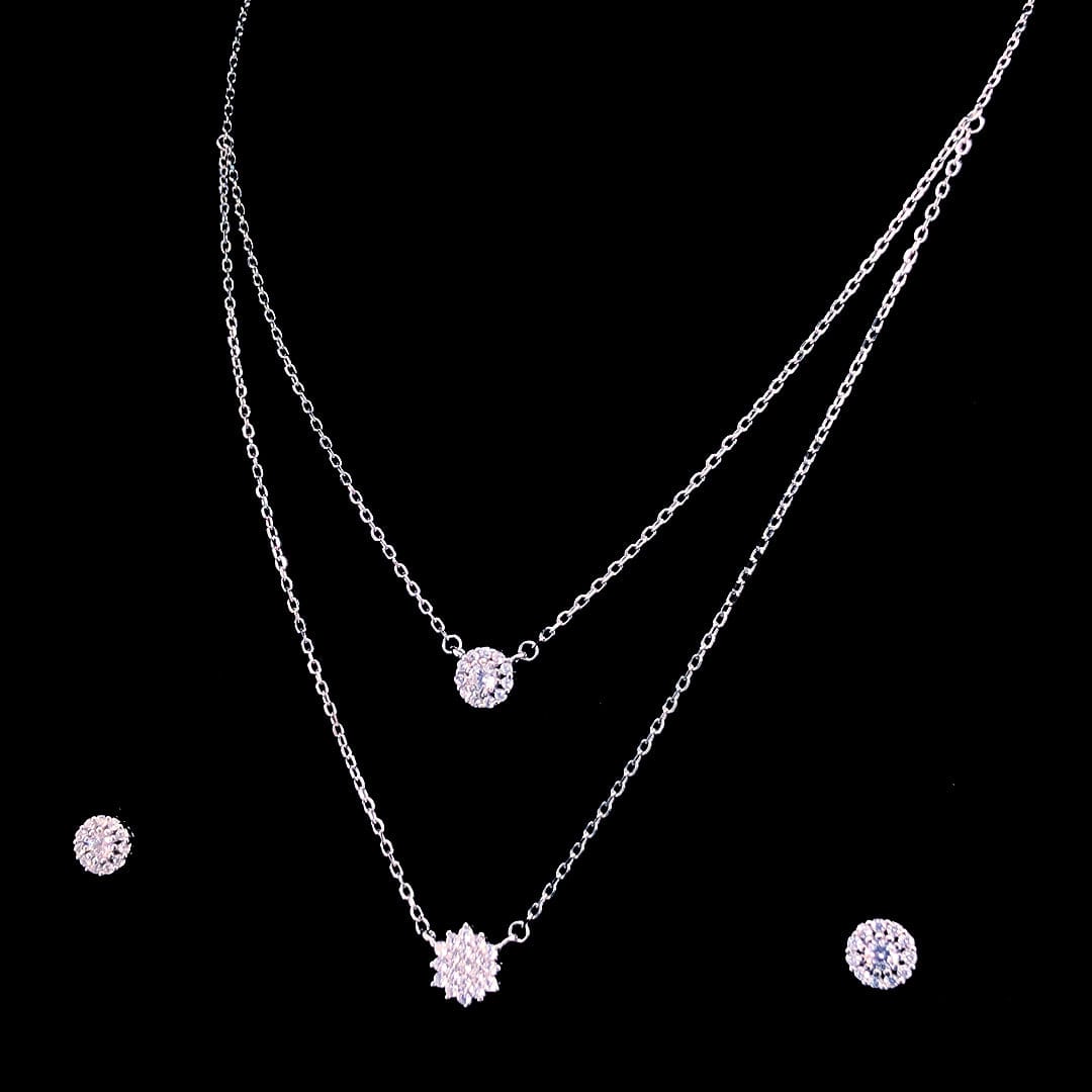 Sterling Silver Starburst Layered Necklace Set | Pure Silver Jewellery Sets | ZYLVER - ZYLVER.IN #