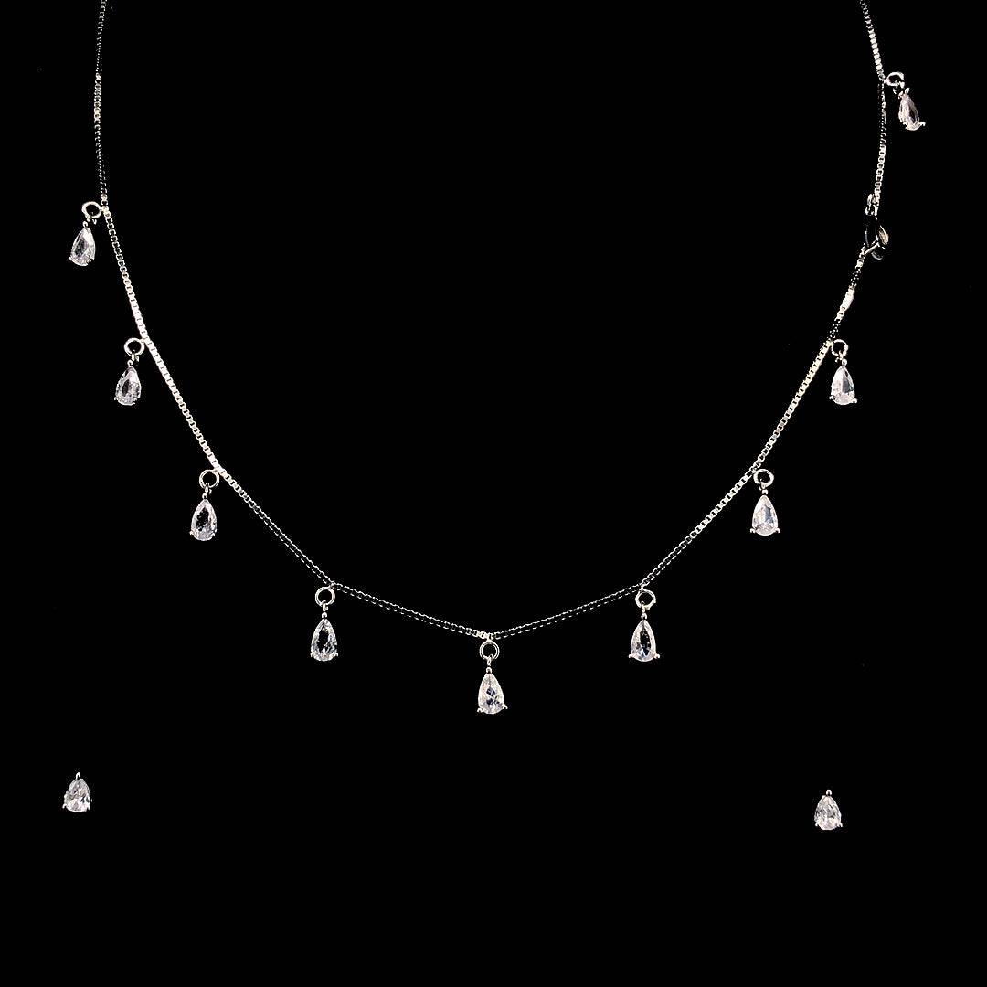 Sterling Silver Waterdrop Necklace Set | Pure Silver Jewellery Sets | ZYLVER - ZYLVER.IN #