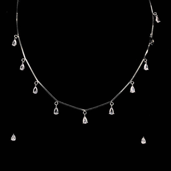 Sterling Silver Waterdrop Necklace Set | Pure Silver Jewellery Sets | ZYLVER - ZYLVER.IN #