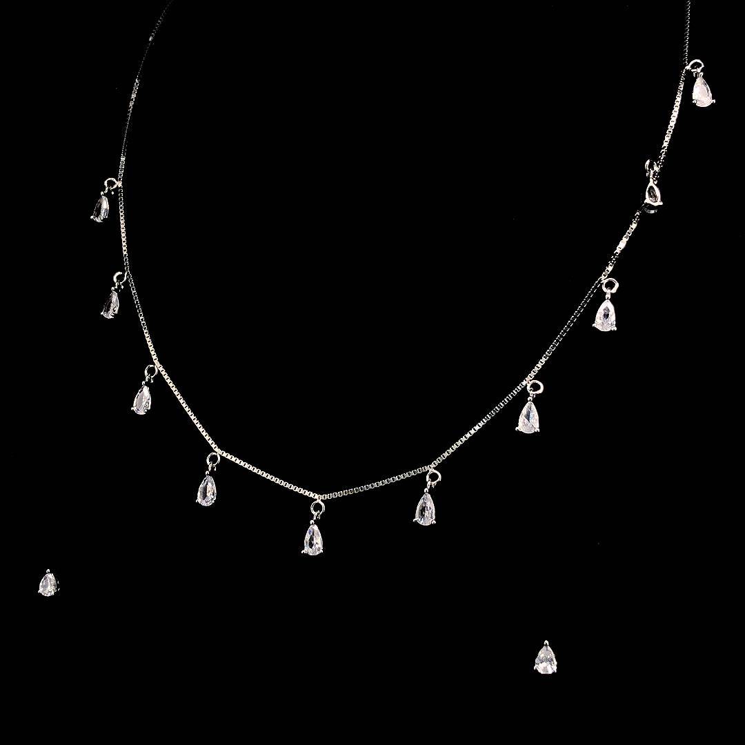 Sterling Silver Waterdrop Necklace Set | Pure Silver Jewellery Sets | ZYLVER - ZYLVER.IN #