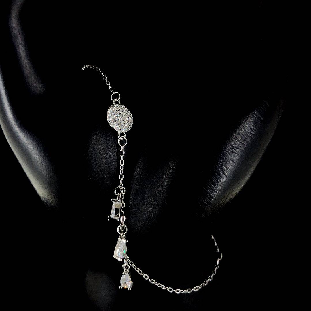 Dazzling Sterling Silver Zircon Chain Bracelet - ZYLVER.IN #