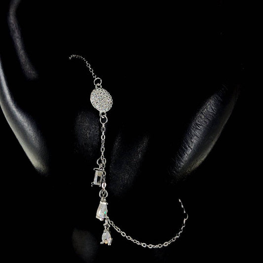 Dazzling Sterling Silver Zircon Chain Bracelet - ZYLVER.IN #