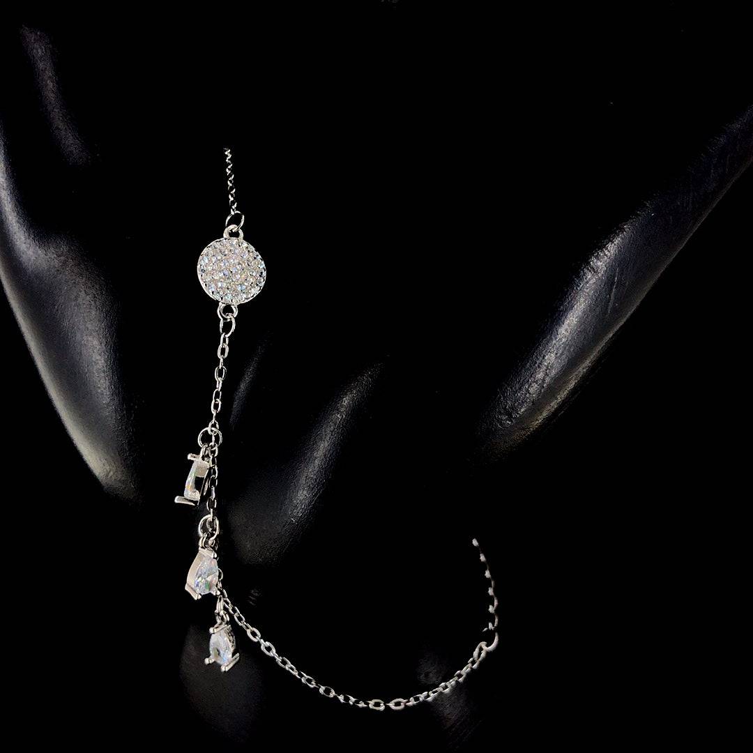 Dazzling Sterling Silver Zircon Chain Bracelet - ZYLVER.IN #