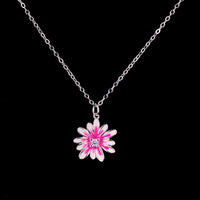 Sterling Silver Pink Flower Pendant Necklace - ZYLVER.IN #