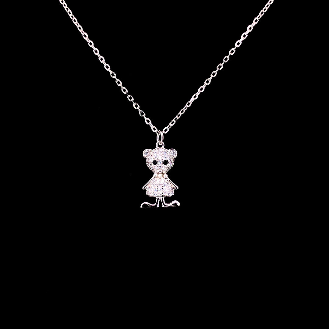 Zylver Teddy Charm Necklace for Women - Sterling Silver Collection