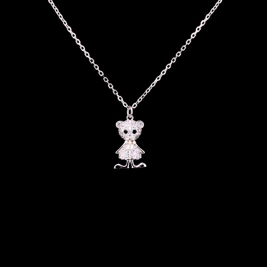 Zylver Teddy Charm Necklace for Women - Sterling Silver Collection