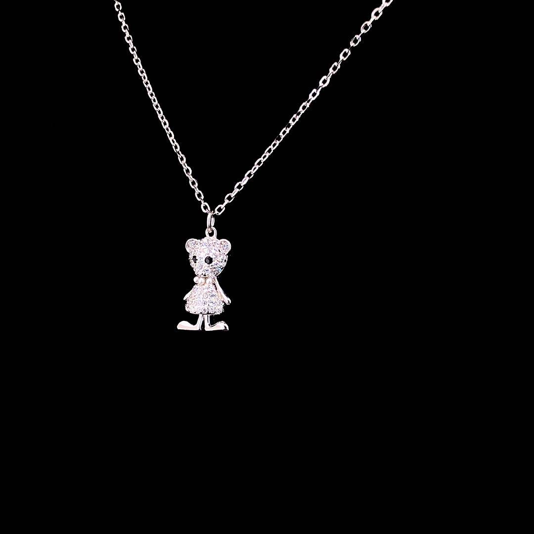 Sterling Silver Teddy Bear Pendant Necklace - ZYLVER.IN #