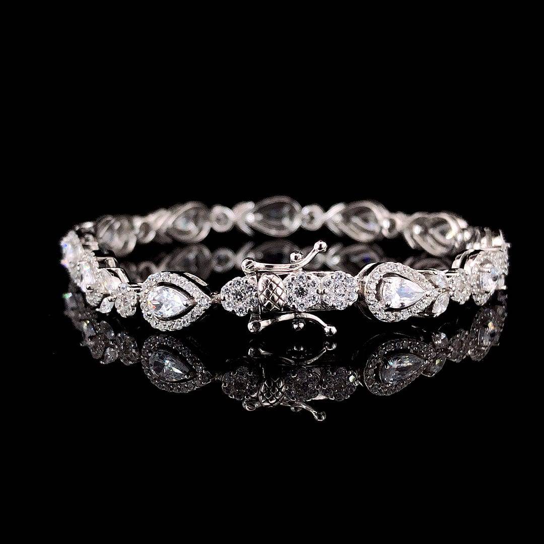 Exquisite Sterling Silver Zircon Teardrop Bracelet - ZYLVER.IN #