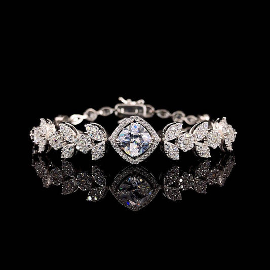 Majestic Sterling Silver Zircon Floral Bracelet - ZYLVER.IN #