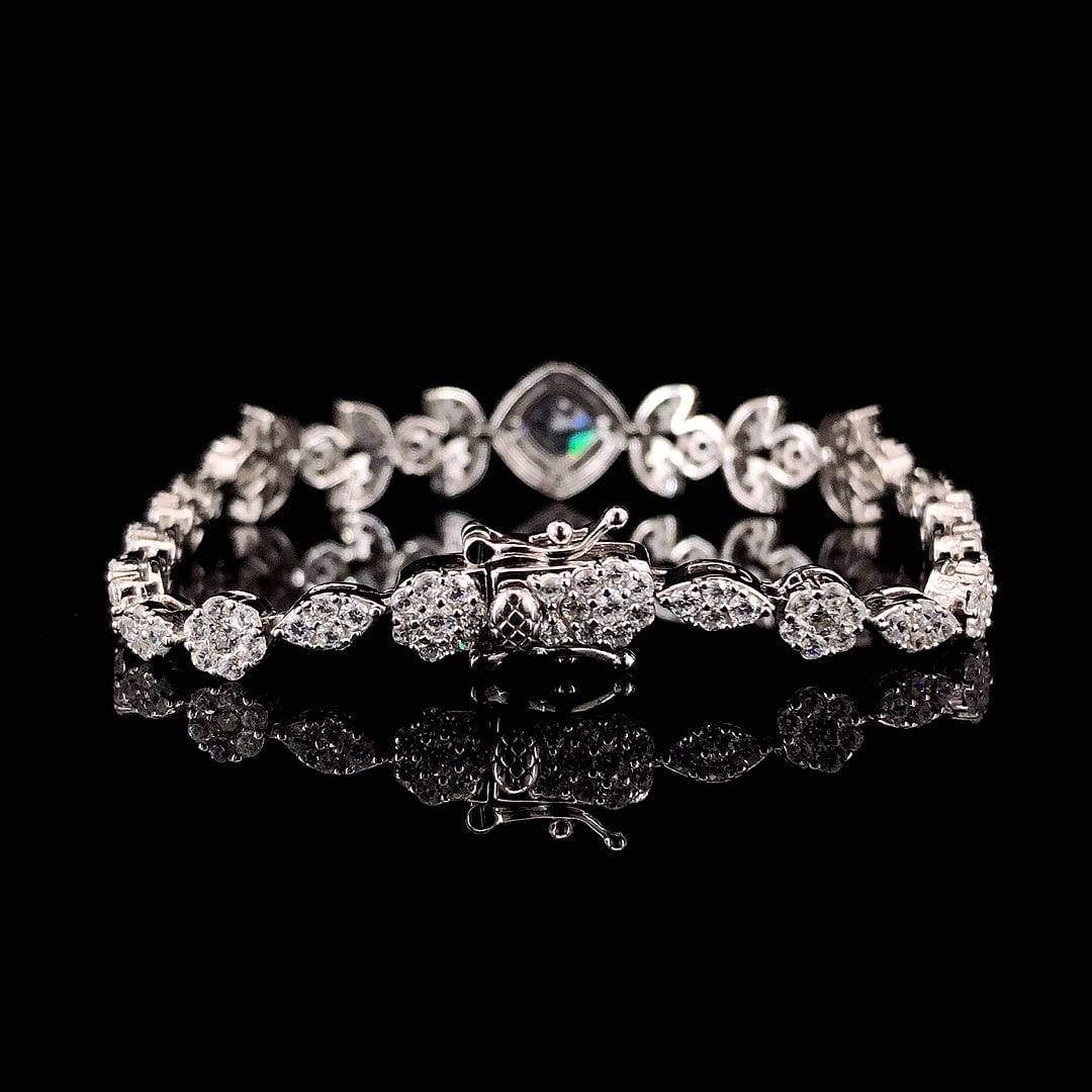 Majestic Sterling Silver Zircon Floral Bracelet - ZYLVER.IN #