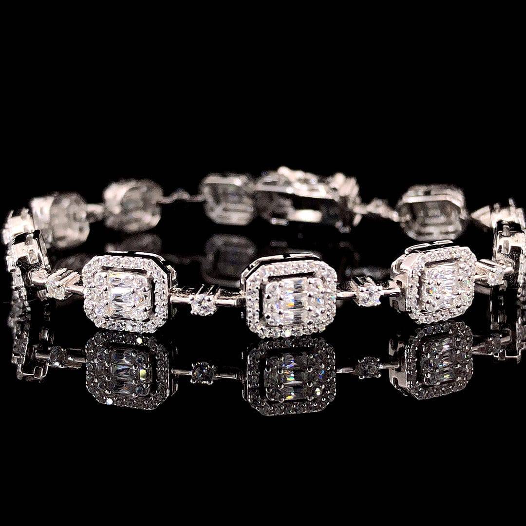 Radiant Sterling Silver Zircon Geometric Bracelet - ZYLVER.IN #