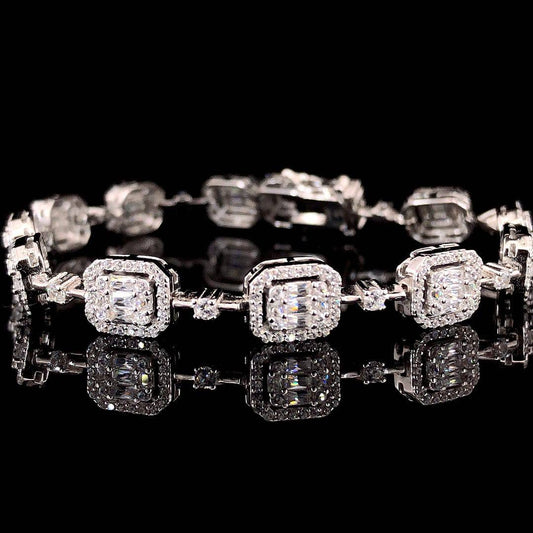 Radiant Sterling Silver Zircon Geometric Bracelet - ZYLVER.IN #