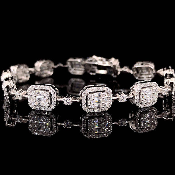 Radiant Sterling Silver Zircon Geometric Bracelet - ZYLVER.IN #