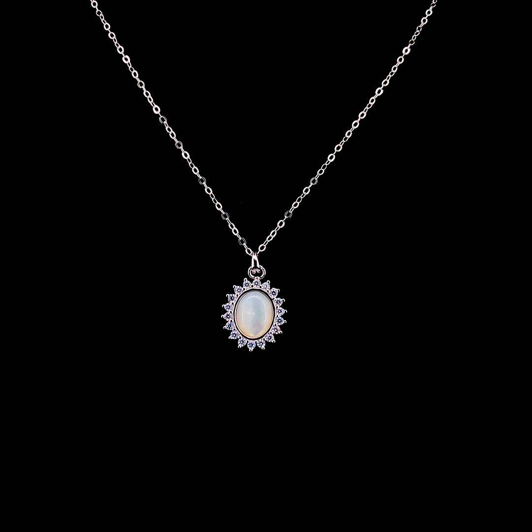 Sterling Silver Opal and Zircon Sunburst Necklace ✨ - ZYLVER.IN #