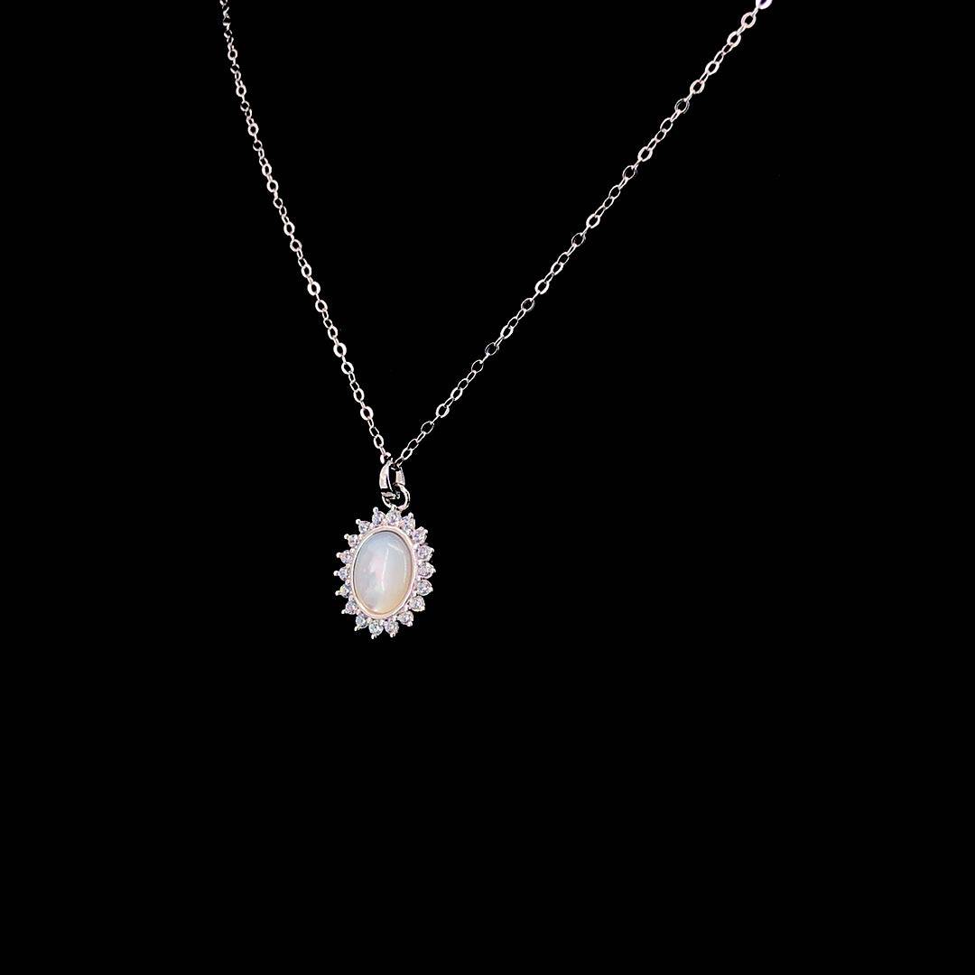 Sterling Silver Opal and Zircon Sunburst Necklace ✨ - ZYLVER.IN #