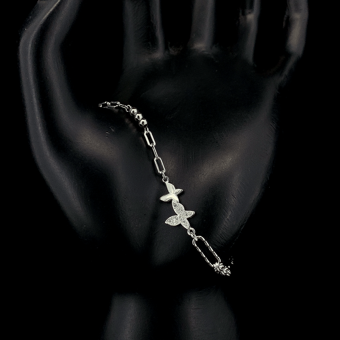 Sterling Silver Butterfly Link Bracelet - ZYLVER.IN #