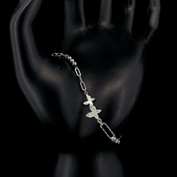 Sterling Silver Butterfly Link Bracelet - ZYLVER.IN #