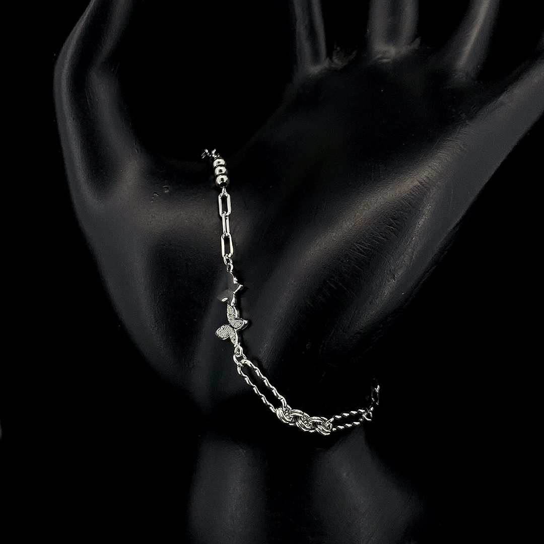 Sterling Silver Butterfly Link Bracelet - ZYLVER.IN #