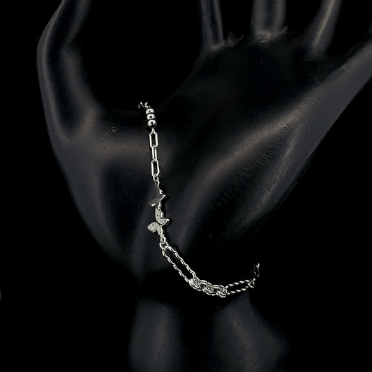 Sterling Silver Butterfly Link Bracelet - ZYLVER.IN #