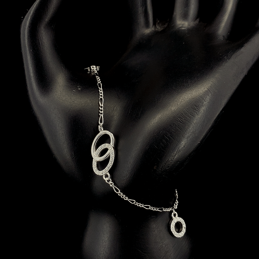 Sterling Silver Interlinked Zircon Bracelet - ZYLVER.IN #