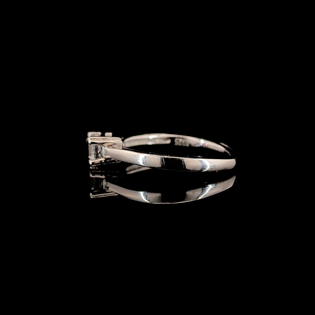 Zylver Adjustable Square Solitaire Ring for Women - Sterling Silver Collection