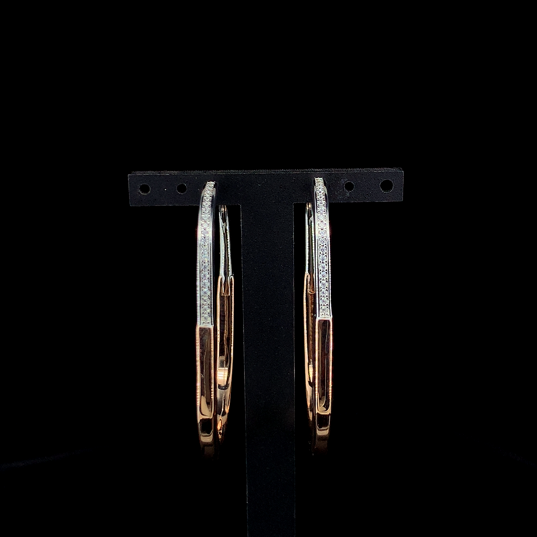 Zylver Two-Tone Hoop Earrings with Zircon Accents for Women - Sterling Silver Collection