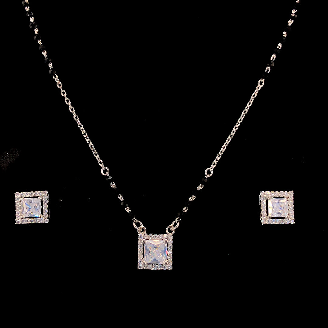 Zylver Sterling Silver Princess Cut Mangalsutra Set