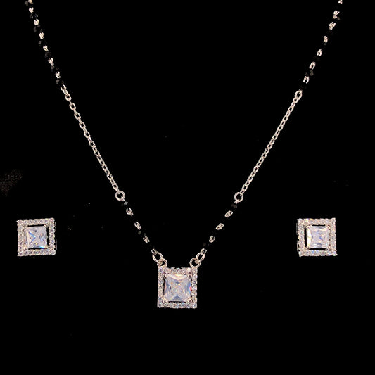 Zylver Sterling Silver Princess Cut Mangalsutra Set