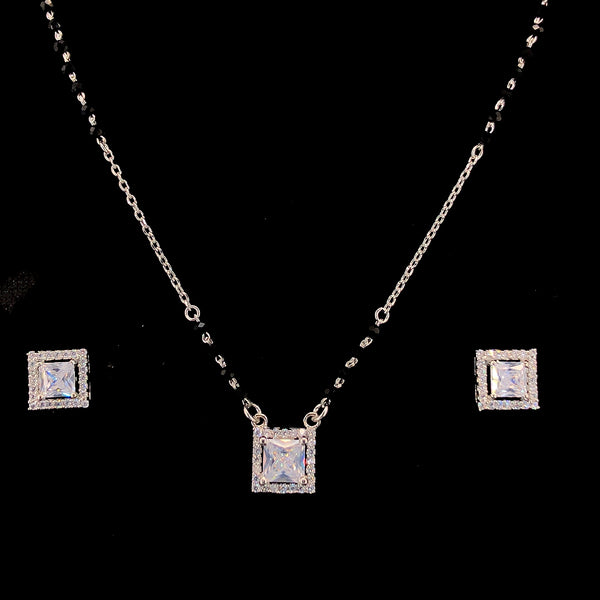 Zylver Sterling Silver Princess Cut Mangalsutra Set