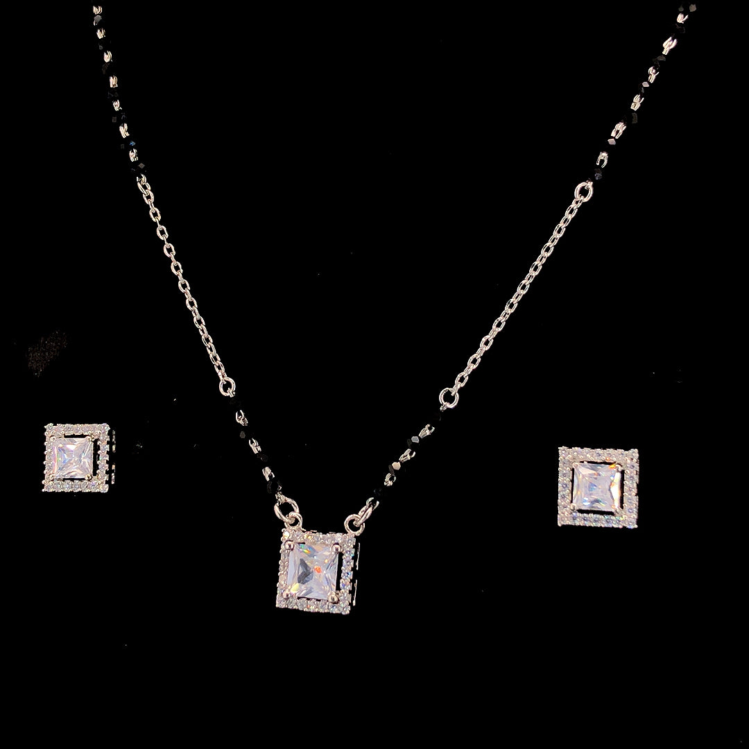 Zylver Sterling Silver Princess Cut Mangalsutra Set