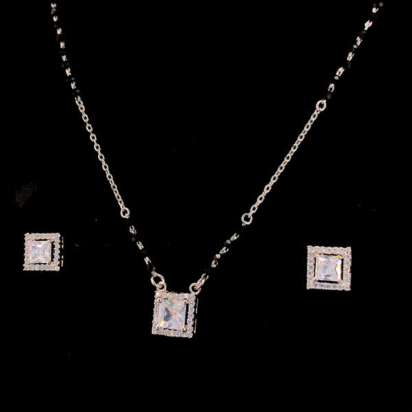 Zylver Sterling Silver Princess Cut Mangalsutra Set