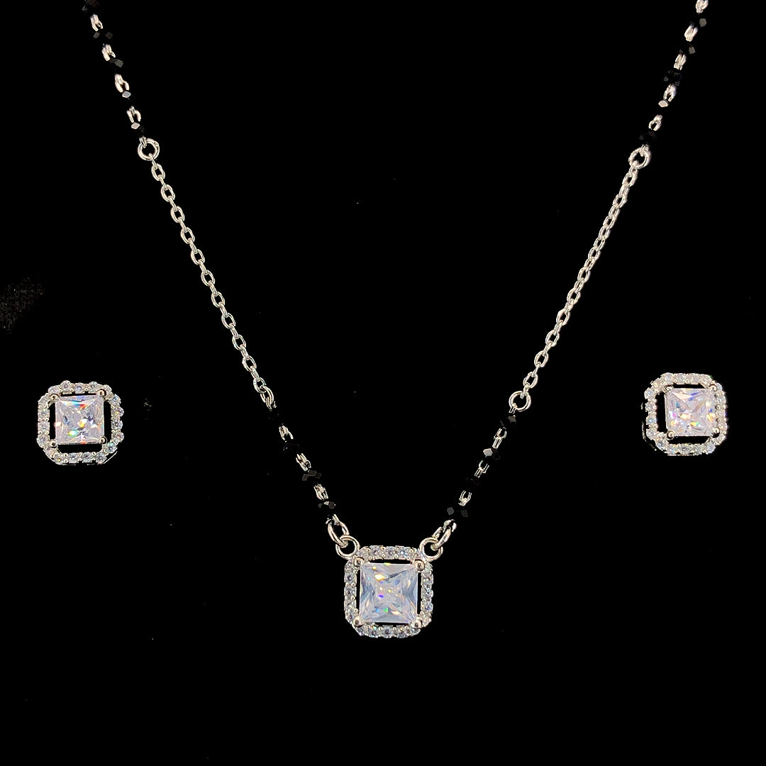 Zylver Sterling Silver Square Mangalsutra Set
