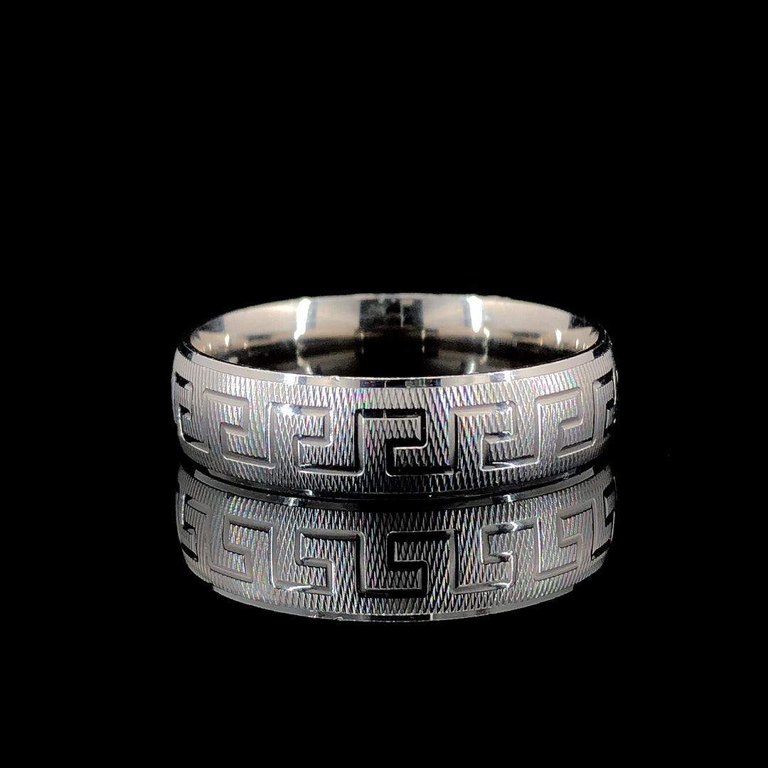 Zylver Greek Key Pattern Ring for Men - Sterling Silver Collection