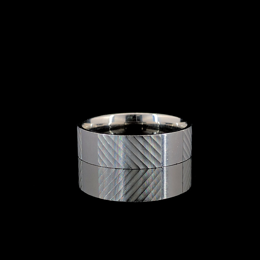 Zylver Diagonal Engraved Band Ring for Men - Sterling Silver Collection