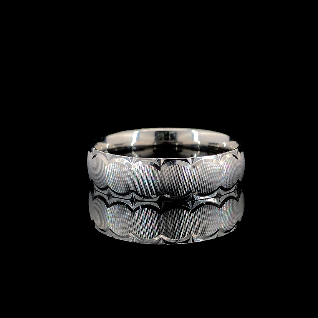 Zylver Engraved Wave Pattern Ring for Men - Sterling Silver Collection